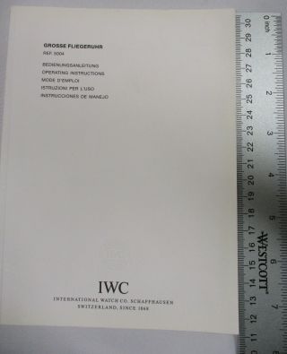 Iwc Grosse Fliegeruhr Big Pilot Swiss Watch Ref 5004 Operating Instructions Book