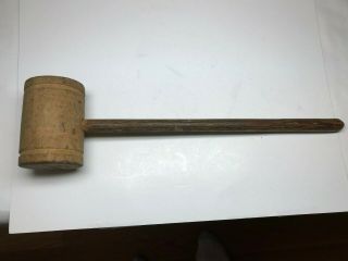 Vintage Wood Mallet Hammer 14 1/2 " Long (very Old -)