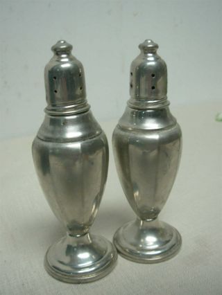 Vintage Empire Weighted Pewter 4 " Salt & Pepper Shakers With Glass Liners