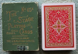 " The Stage " No.  65x Theater Souvenir Uspcc Playing Cards 1896