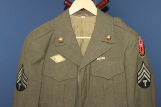WW2 U.  S.  Army ETO Patched Ike Jacket,  Named to GI & 1944 d. 2