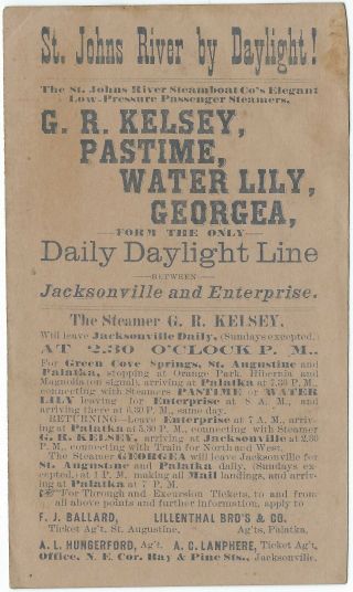 Daily Daylight Line St Johns River Florida Steamboat Schedule Kelsey Pastime