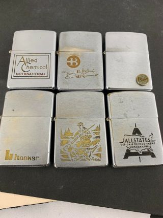 6 Vintage Zippo Lighters With Advertising - 1956 - 1976