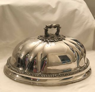 Large Silver Meat Dome In.  15 " Long X 9.  5 " Tall