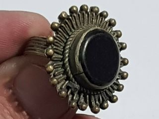 Late Medieval Silver Ring With Very Rare Stone 5,  7 Gr 17 Mm