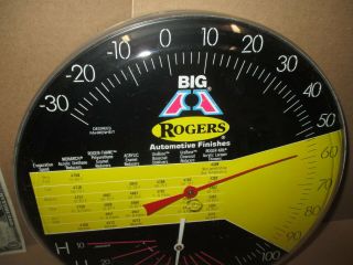 Rogers Big A - Auto Finishes Humidity Thermometer Sign Gas Station Car Paint Shop