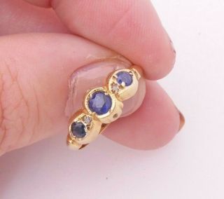 18ct Gold Diamond & Three Stone Sapphire Art Deco Ring,  1919,  18k 750