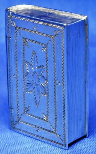 Georgian Novelty Solid Silver Book Design Snuff Box Joseph Willmore B 
