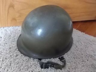 Vintage Army Military Wwii Vietnam Korea Steel Pot Helmet & Liner White Stripe