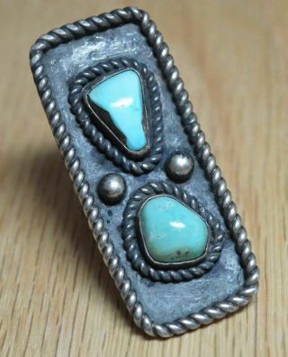 Vintage C.  1950 Large Turquoise Sterling Silver Ring Size 7 3639 - 3