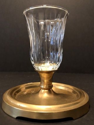 Vintage Gatco Solid Brass Candle Holder With Clear Glass Votive Cup