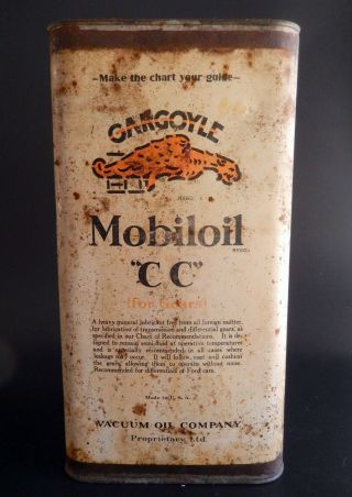 Vintage Mobil Gargoyle Mobiloil " Cc " 10lb Grease Can Tin Vacuum Oil Company
