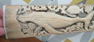 Large 3 Foot Hand Carved Real Bone Scrimshaw Swordfish Bill Rostrum Of Whales