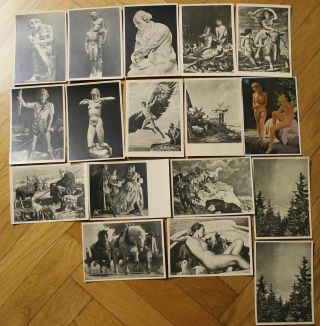 17 Ww2 German Postcards From Serie Munich Haus Der Deutschen Kunst Art Munchen