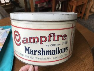 Vintage Campfire Marshmallows Tin 5 Lb Heekin Can