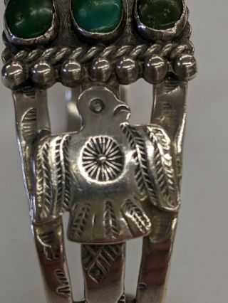 Vintage Harvey Era Thunderbird Navajo Sterling Silver Cuff Bracelet