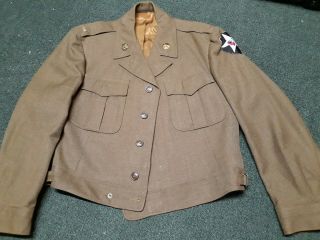 Wwii Ike Jacket 2nd Infantry Division Size 46r Patches 1st Lt.