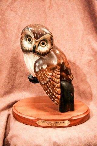 Big Sky Carvers " Evening Tracker " - Carved Saw - Whet Owl By Ken White