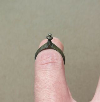 Ancient Viking Bronze Fabulous Status Ring Runic Ornament Very Rare Form