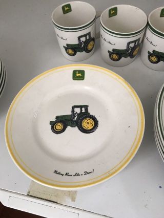 John Deere Dinnerware Set by Gibson Plates Bowls 3 And Mugs 2