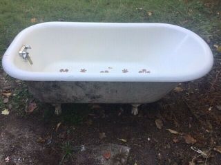 Antique/ Vintage 5 ' Cast Iron Claw Foot Porcelain Bath Tub 2