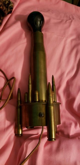 Vintage Military Trench Art Artillery Shell Casing Heavy Antique 24 1/2” Lamp