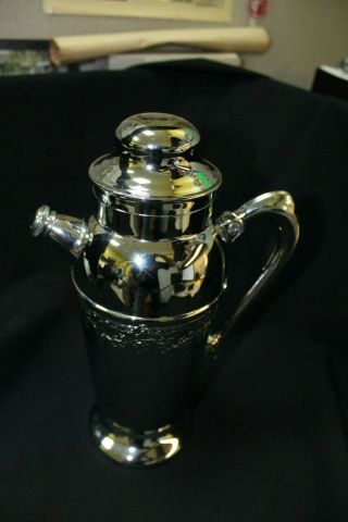 Vintage Large Chrome Art Deco Cocktail Shaker Pitcher Style 12 " Tall