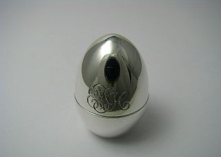 Tiffany & Co.  Sterling Silver Pill Box " Dove Egg " London England 1958 Mono " Efh "