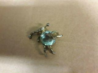 Trifari Sterling Silver Jelly Belly Poodle Pin Missing One Small Stone On Leg