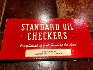 Vintage 1938 Standard Oil Co Checker Board And Checkers V.  O.  Johnson - Albert City