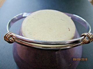 Ed Levin Signature Sterling Silver And Gold Bracelet Hand Forged