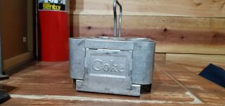 VINTAGE 1950s ALUMINUM DRINK COCA COLA COKE 6 PACK SODA BOTTLE CARRIER INDENT 2