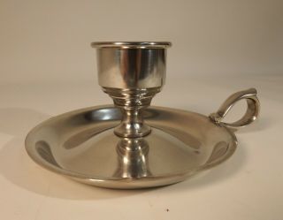 Vintage Colonial Williamsburg Kirk Stieff Pewter Candle Stick W Finger Ring