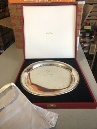 Cartier Pewter Silver Plate Charger Serving Plate 11”d Boxed Anniversary Gift