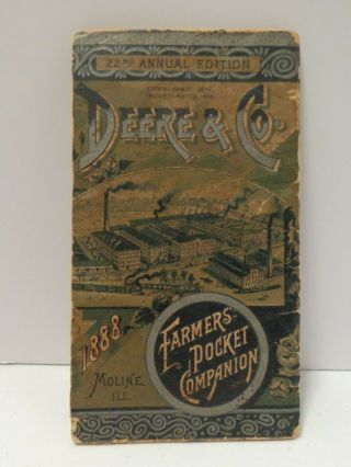 1888 Deere & Co Pocket Ledger Companion Moline Il