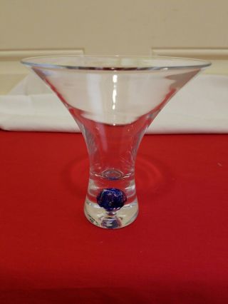 Ciroc Hand Blown Vodka Martini Glass Blue Controlled Bubble