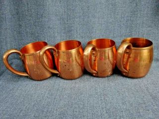 Vintage Solid Copper Moscow Mule Cups 4 Mugs West Bend Aluminum Lite Tarnished