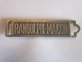1920 Randolph - Macon College Military Metal Belt Buckle By The M.  C.  Lilley Co.
