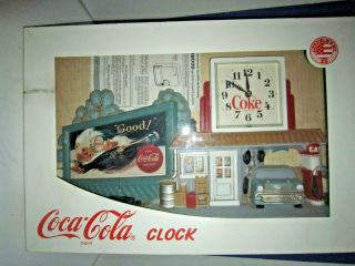 Vintage,  1990 3 - D Coca - Cola Clock In The Box,  Gas Station Route 66