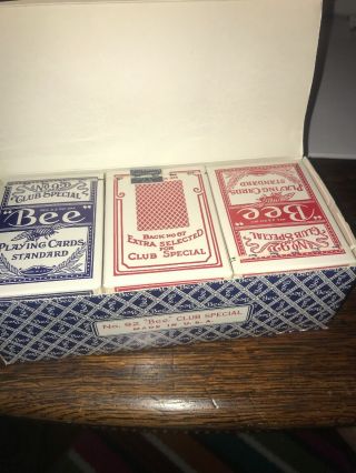 Vintage Bee Playing Cards Back No 67 No 92 Whole Case Red Blue Cambric Fi