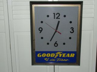 Vintage Goodyear Tire Advertising Clock Gas And Oil