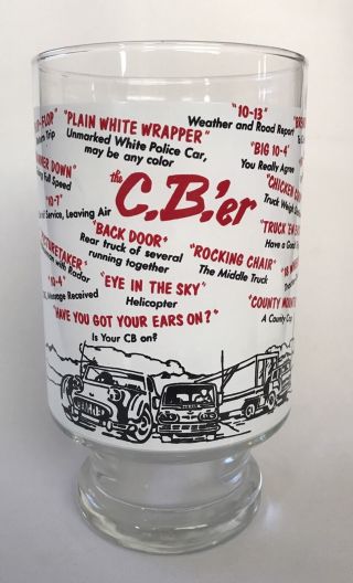 Vintage 1970s Cb C B Radio Jargon Talk Glass Trucker Convoy Huge Beer Tumbler