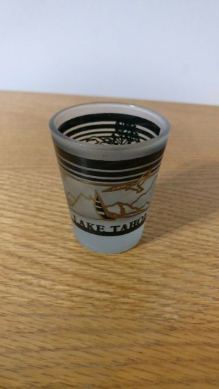 Lake Tahoe Sailboat And Seagull Graphics Travel Souvenir Frosted Shot Glass