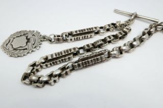 Antique Victorian Silver Fancy Link Pocket Watch Chain & Fob