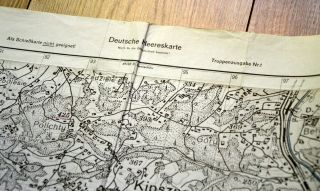 GERMAN WW2 WEHRMACHT HEERESKARTE 1944 MILITARY MAP Truppenausgabe doublesided 1 2