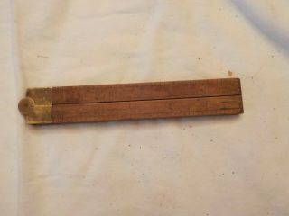 Antique No.  61 Folding Ruler Boxwood And Brass 24 " Tool Vintage Rule