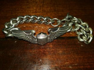 Ww2 Us Army Air Corp Pilots Wings Sweetheart Bracelet Sterling Silver