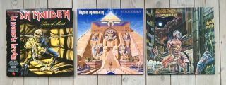 Iron Maiden Joblot Piece Of Mind Powerslave Somewhere In Time Vinyl Lp Exc -