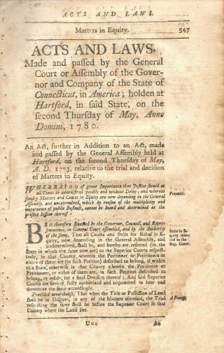 Revolutionary War Connecticut Acts & Laws May 1780 Privateers Continental Army