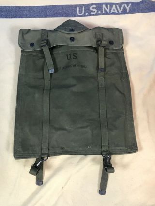 Ww2 U.  S.  Army Canvas Water Carrying Bag 5 Gallons Complete 1945 Back Pack Og